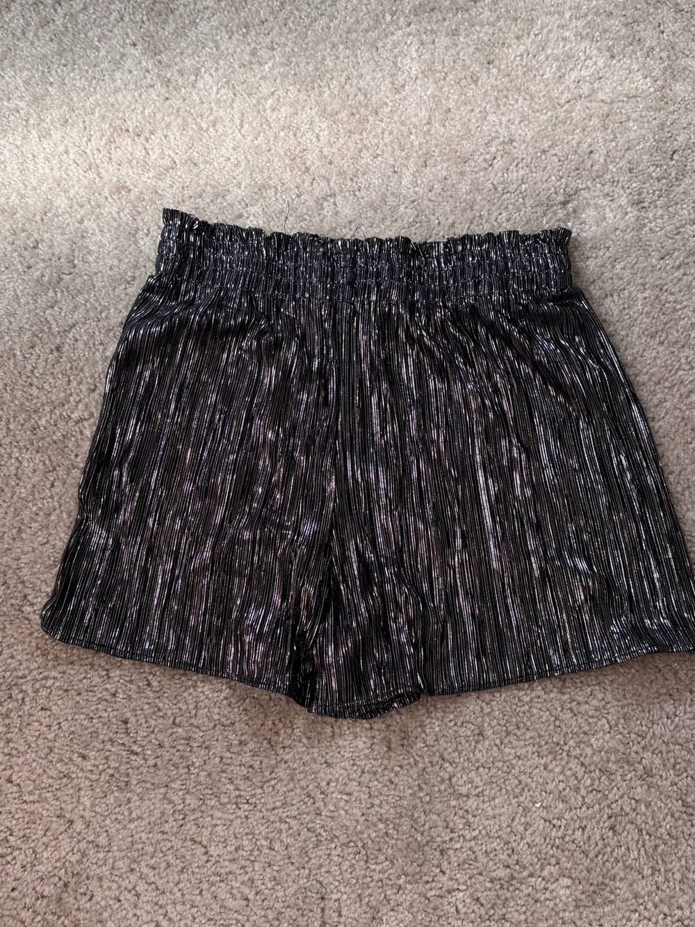 High-Waist Shimmery Blue Women's Shorts with Smocked Waist